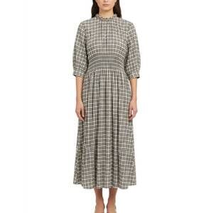 NEW AVN accordion midi dress in black multi